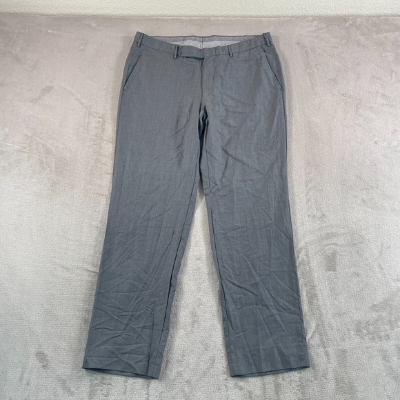 Ermenegildo Zegna Dress Pants Trousers Men 34x29.5 EU 54 Grey Wool Silk  Straight